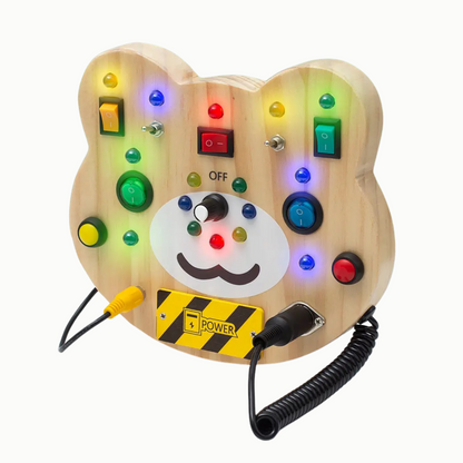 Sensory Street Wooden Light up LED Busy Board lit up