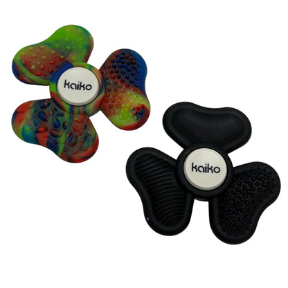 Silicone Sili Spinner by Kaiko Rainbow and black