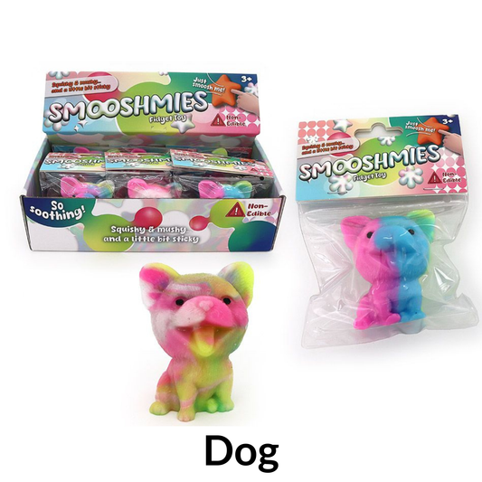 Squishie rainbow coloured dog.