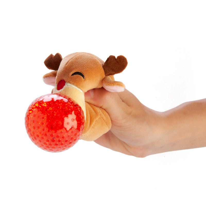 Smoosho Christmas Plush Ball Jellies Reindeer squeezed
