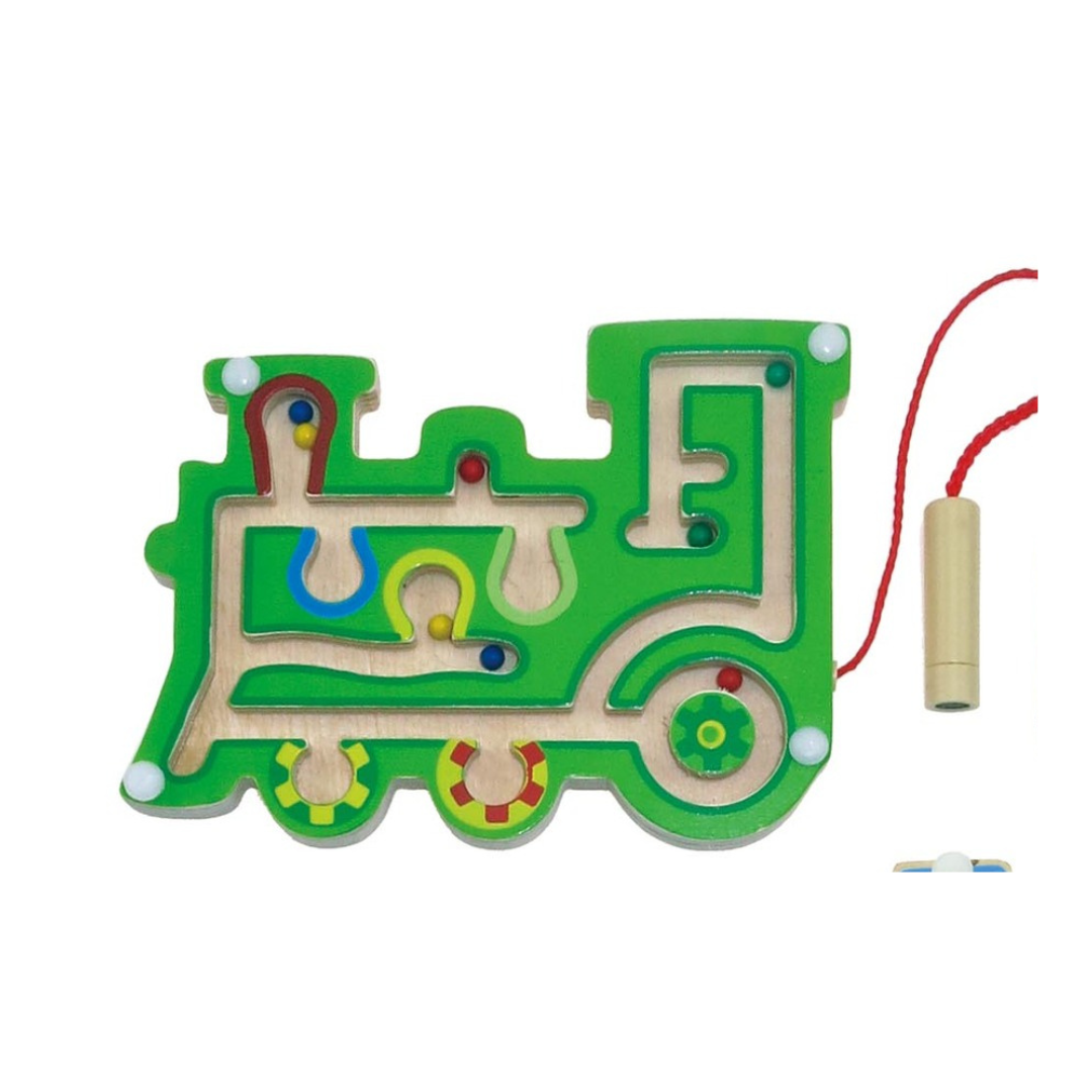 TRANSPORT MAGNETIC LABYRINTH BEAD MAZE GAME green train