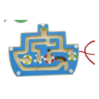 TRANSPORT MAGNETIC LABYRINTH BEAD MAZE GAME blue boat