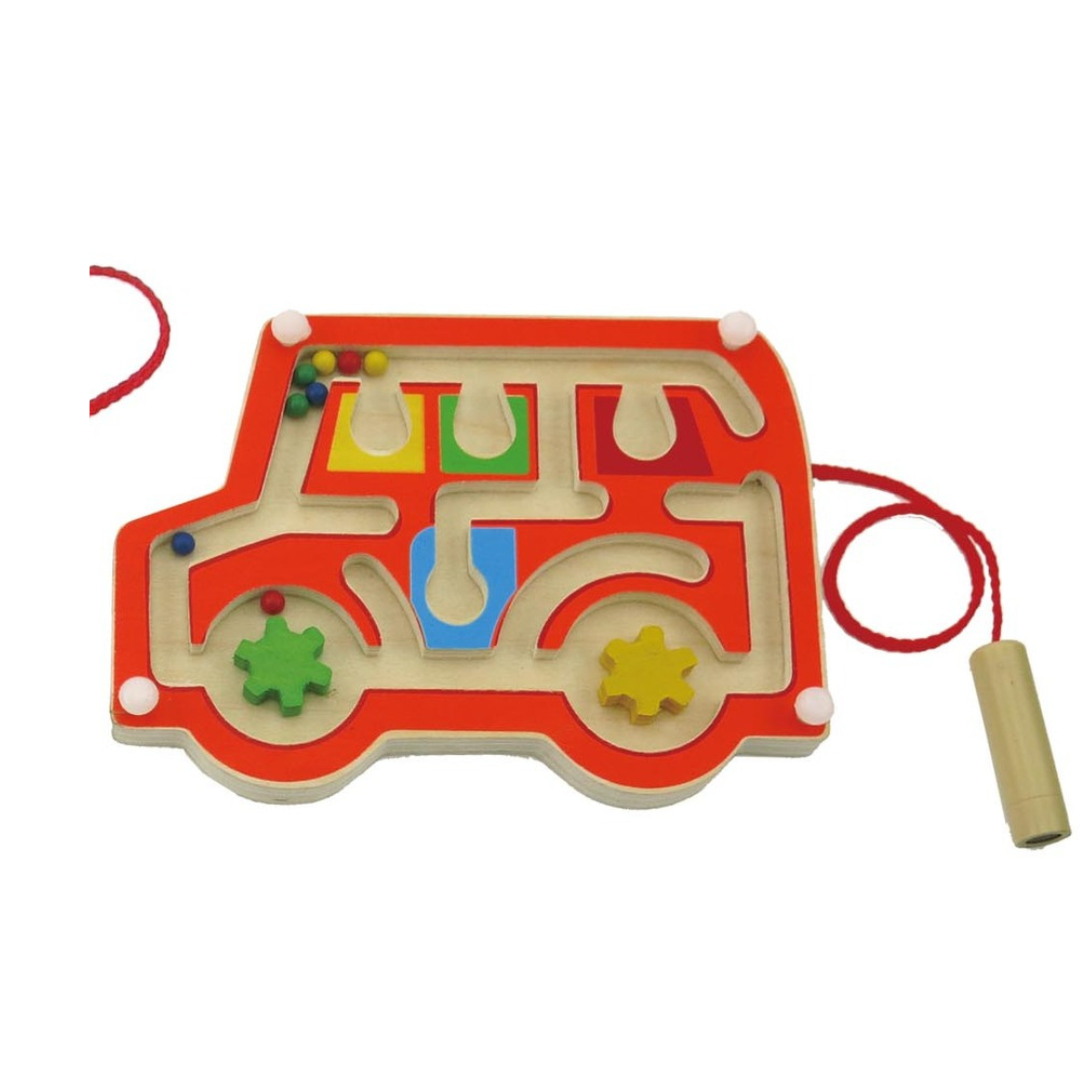 TRANSPORT MAGNETIC LABYRINTH BEAD MAZE GAME red car