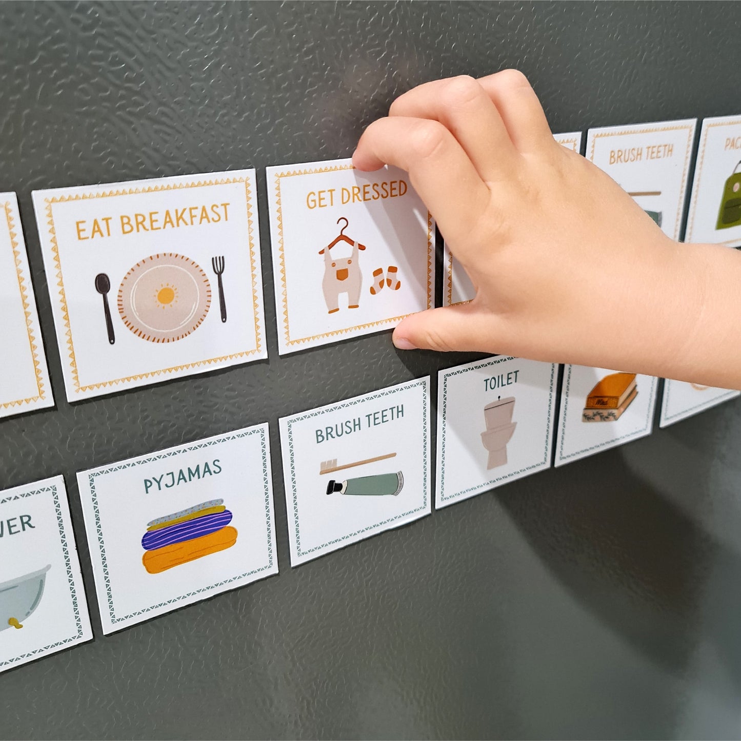 Creative Sprout Magnetic Routine Card Child grabbing