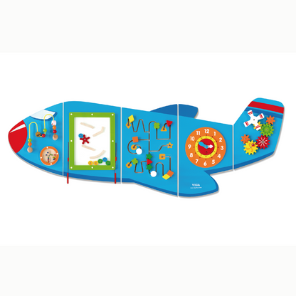 Interactive wooden VIGA Airplane wall activity board 