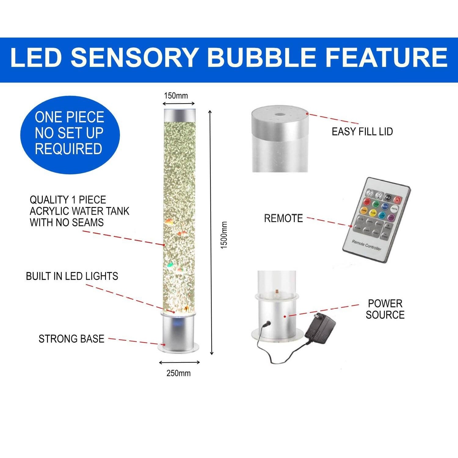 Sensory Bubble Tube features