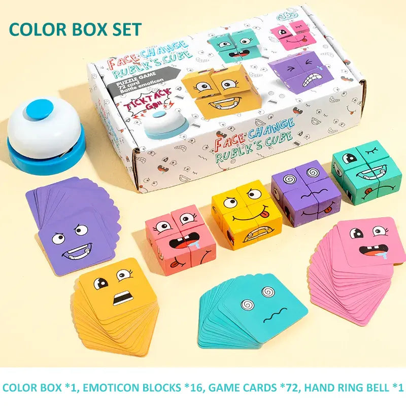 Wooden Expressions Blocks Game with Bell