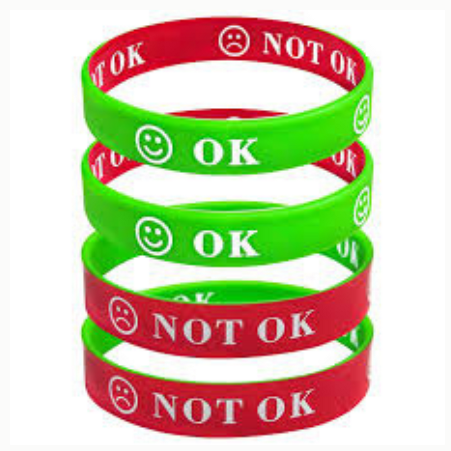 Many emotions bands, red and green for a visual to show how you are feeling ok or not ok.