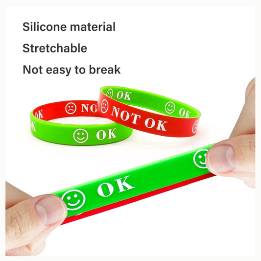 Emtions Band reg and green side to promote how youre feeling