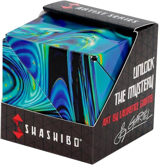 Original Shashibo magnetic cube blue swirl