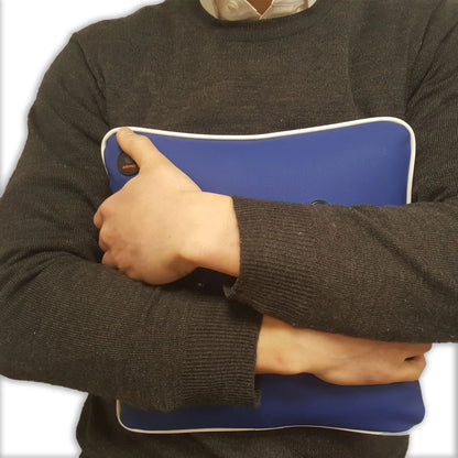 Man holding Vibrating Massage Cushion
