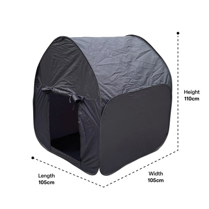 black pop up sensory tent size