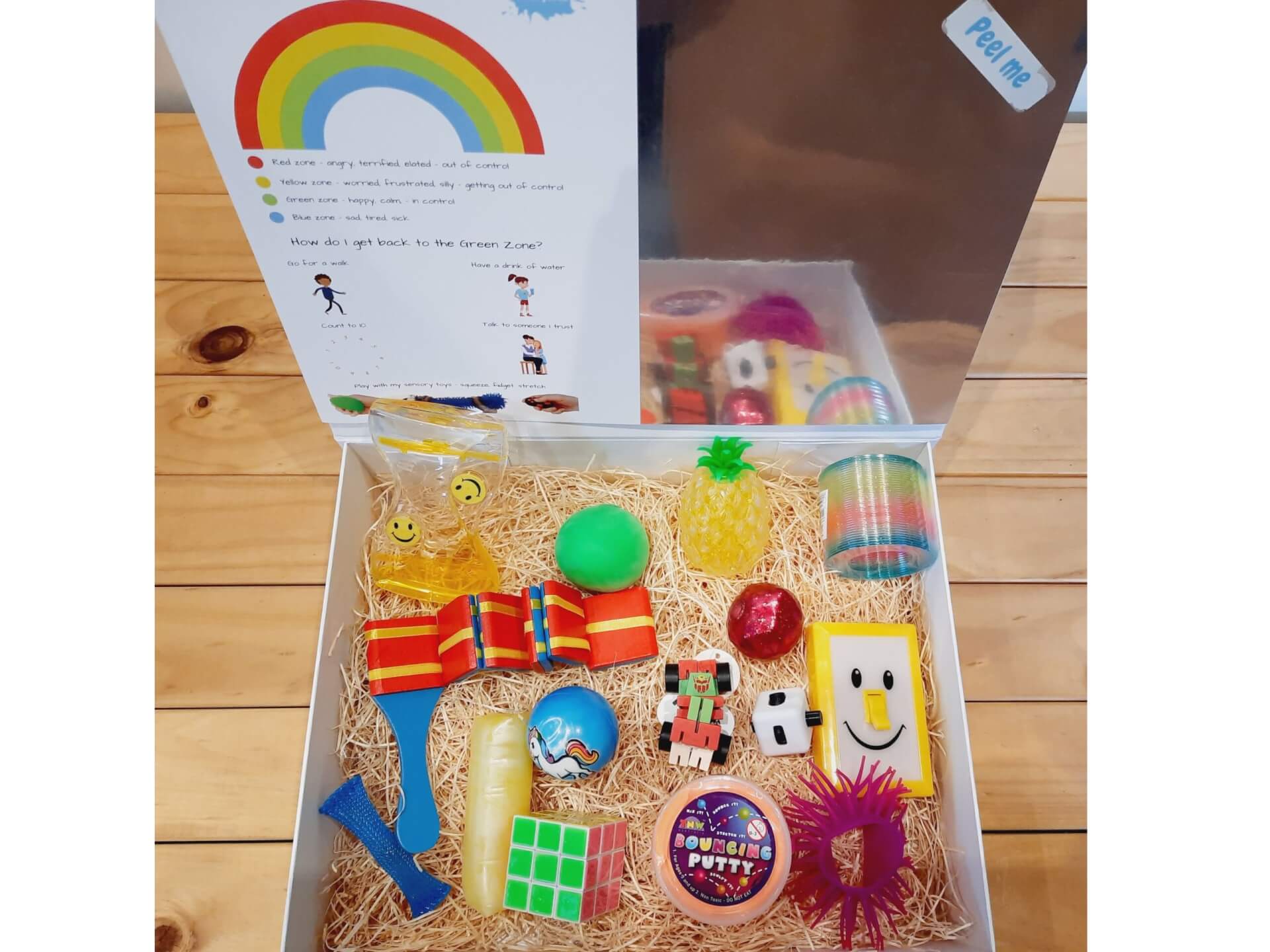 Silkys gift box of fidget and sensory toys with mirror