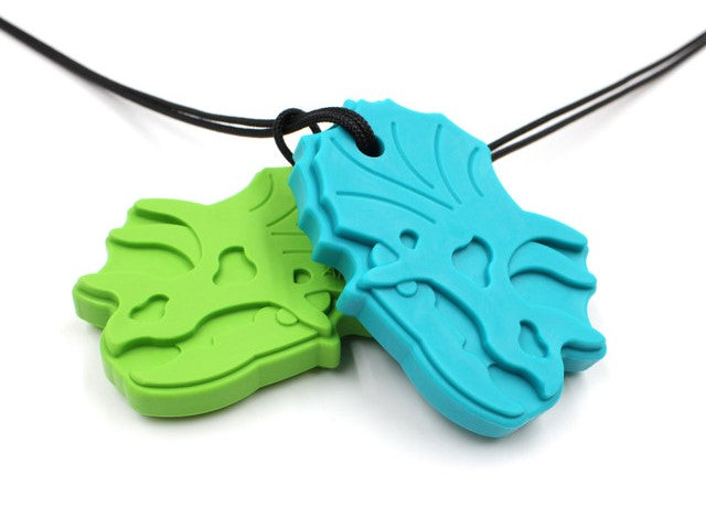 ARK Triceratops Chew Necklace Lime green and Teal