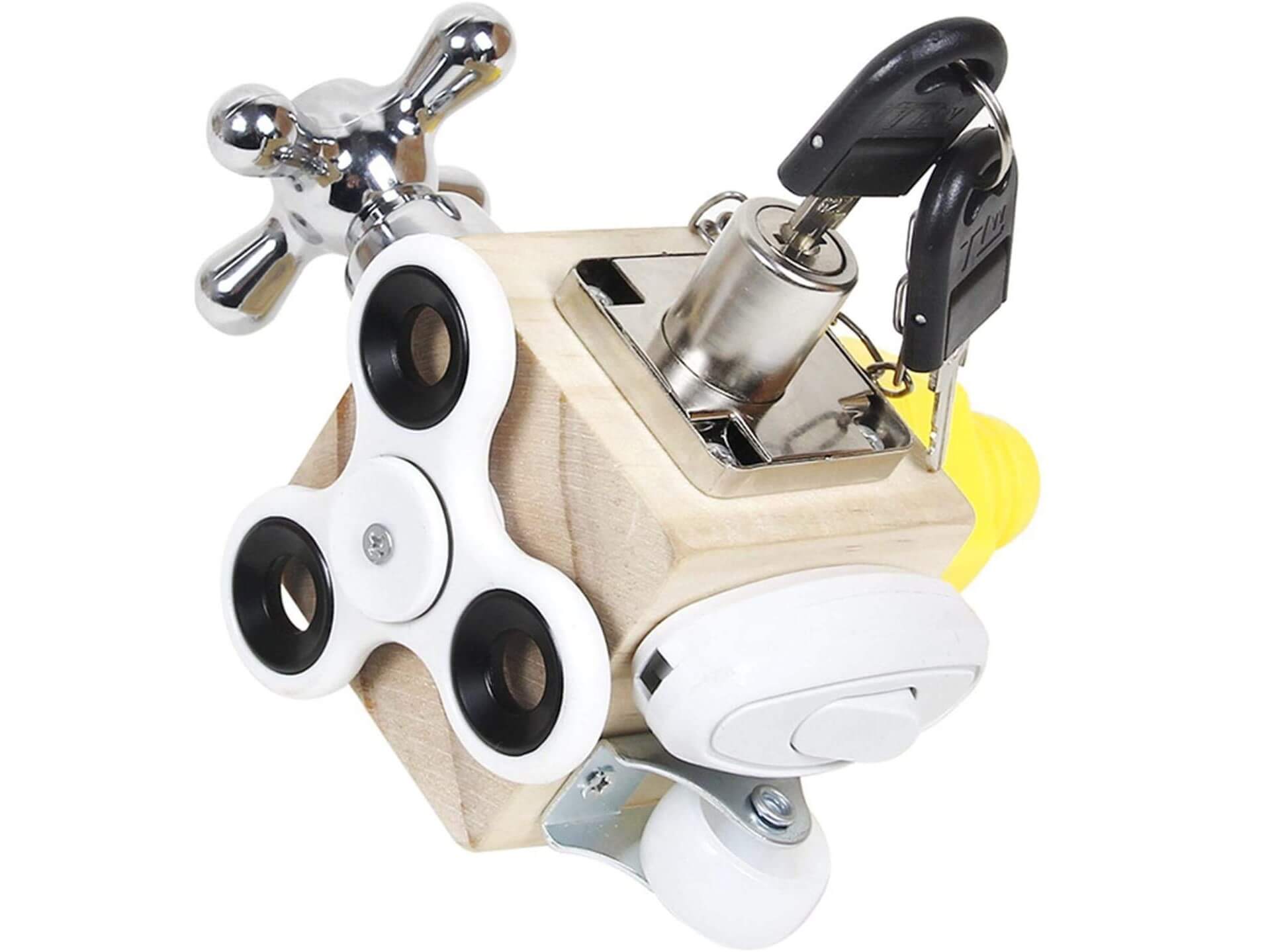 Wooden Busy Block Activity Cube | Great for Travel – Sensory Street