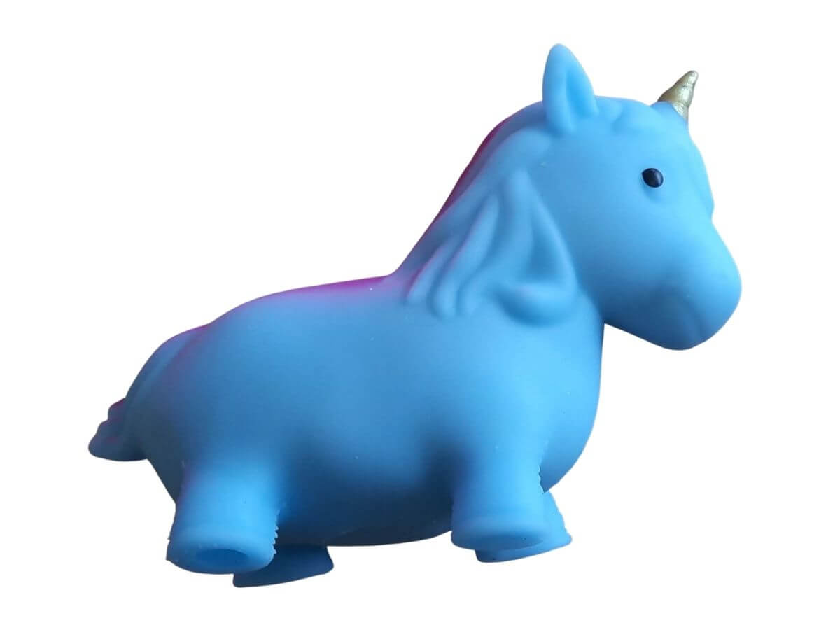 Mouldable squeeze and stretch unicorn blue