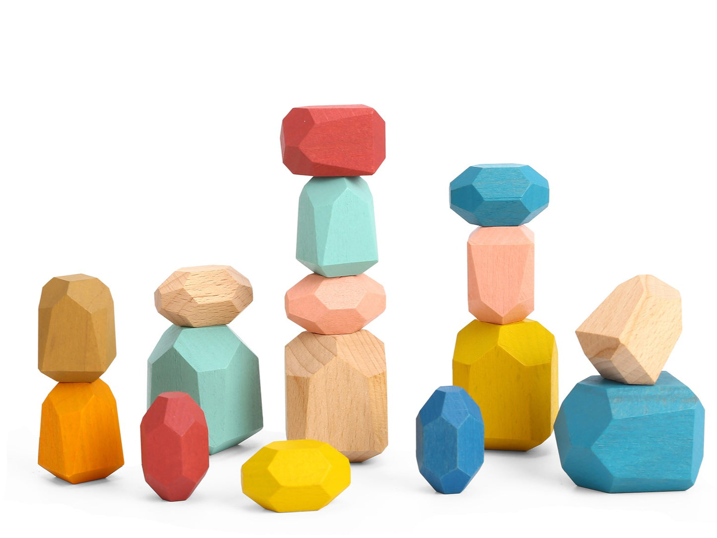 Tooky Toy Wooden Stacking Stones 16pieces