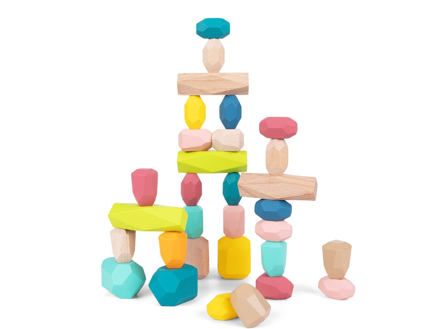 Tooky Toy Wooden Stacking Stones 32pc set