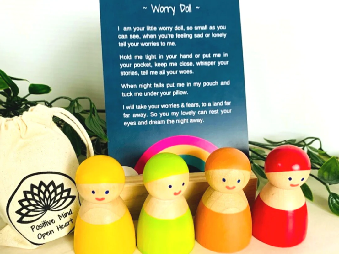 Wooden Painted Worry Doll